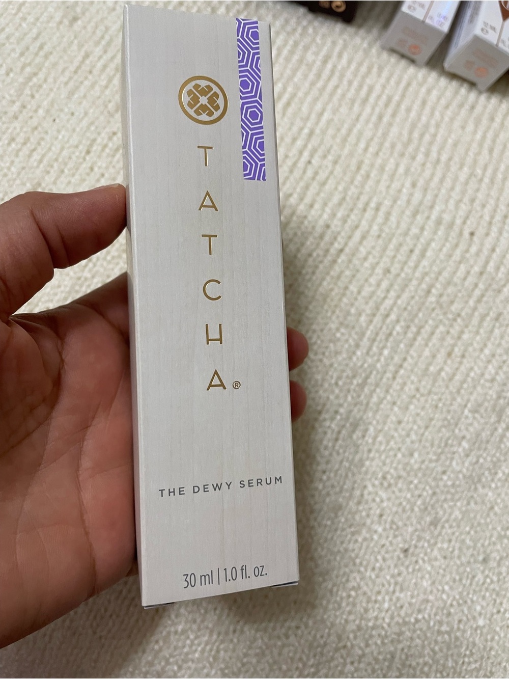 Tatcha The Dewy Serum - White and Gold with Purple Accent